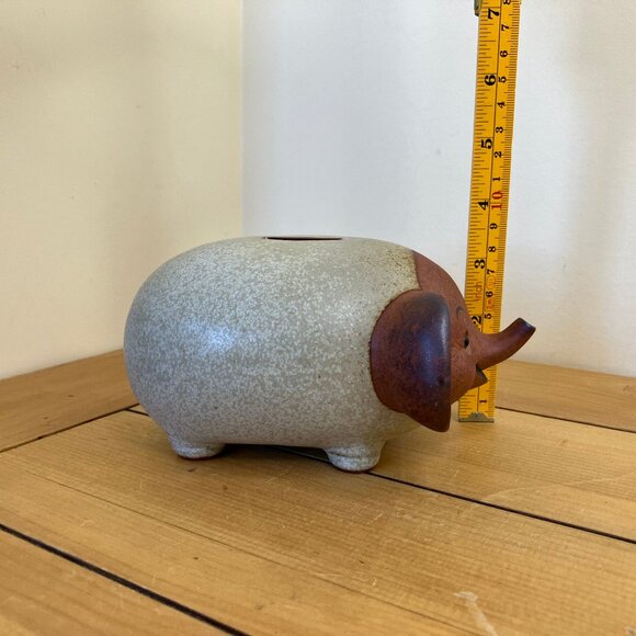 Happy Elephant Money Coin Bank Stoneware Ceramic Vintage UCTCI Japan 6.5" Long - Picture 3 of 10
